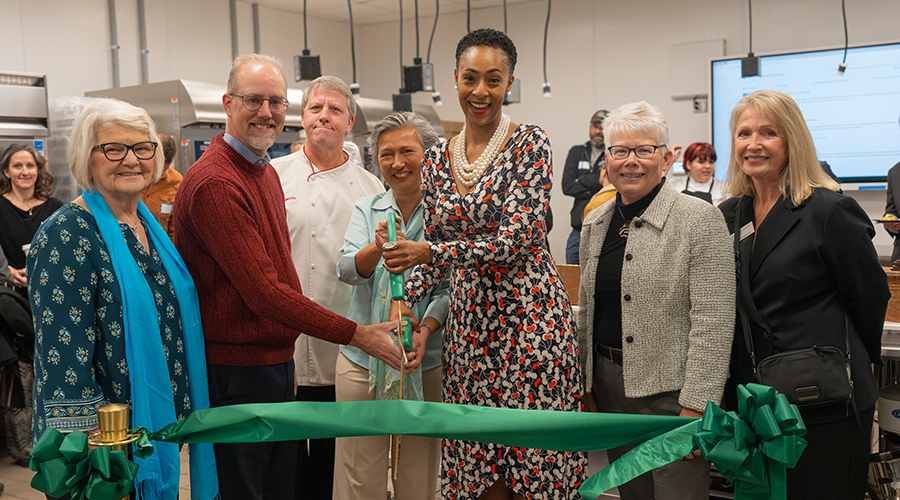 Photo (L to R): FCC Trustee Myrna Whitworth; Frederick Mayor Michael O’Connor; HCTI Chef Mark Mills; HCTI Manager Elizabeth DeRose; FCC President Annesa Cheek; FCC Vice President and Provost of Teachi