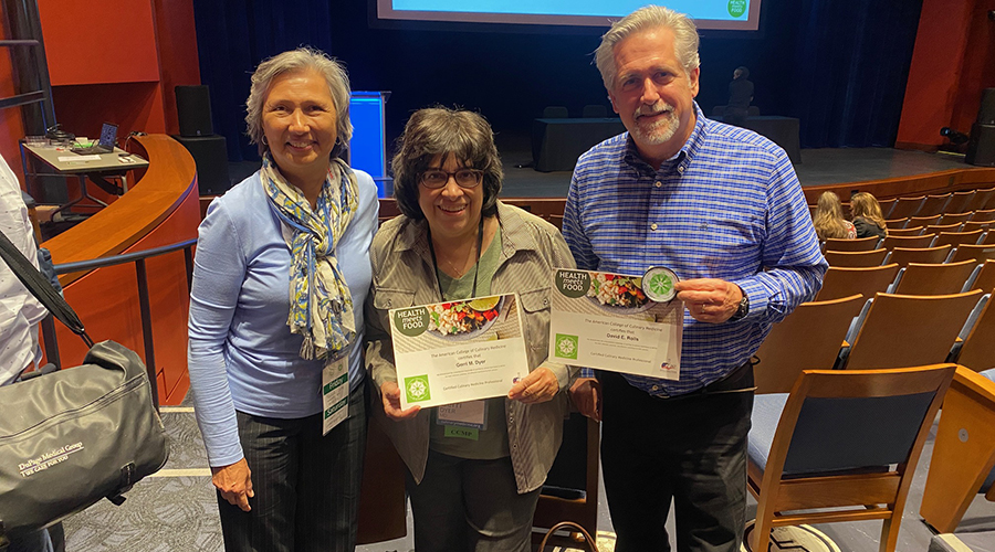 Photo: (L to R) Elizabeth DeRose, FCC HCTI Manager; Gerri Dyer and Dave Rolls, FCC CCMP Graduates